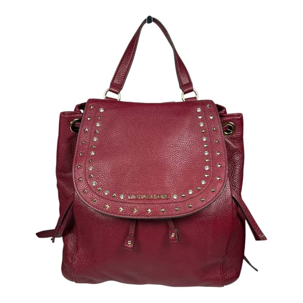 NWT Michael Kors Riley Large Pebbled Leather Backpack Mulberry Crystal Studded